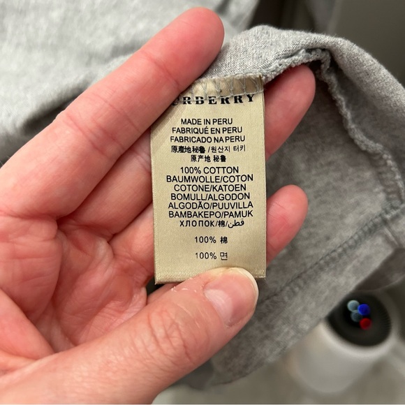 Burberry Gray Long Sleeve Shirt with Plaid Accents - Picture 4 of 6